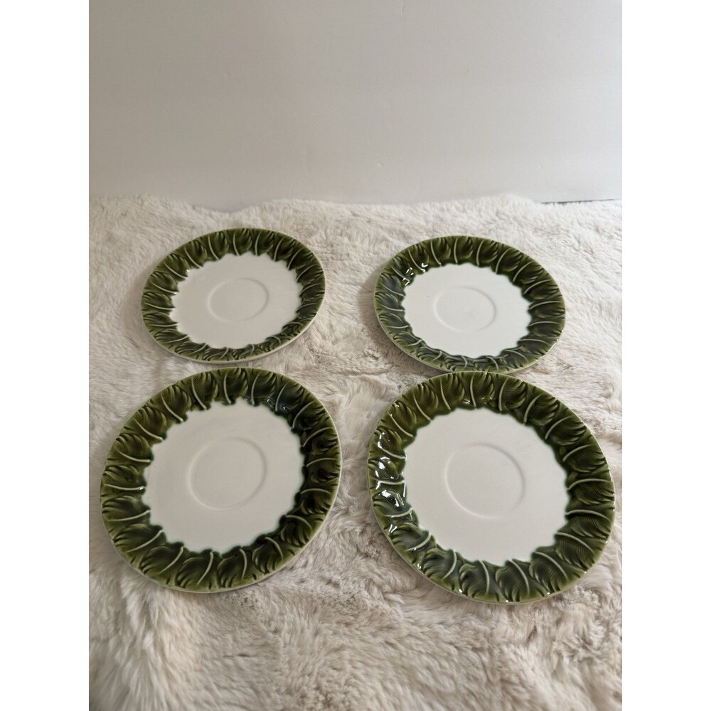 Italian Saucers Plates Vintage MCM MANCIOLI Italy 60s Mid century Green Turkey 4
